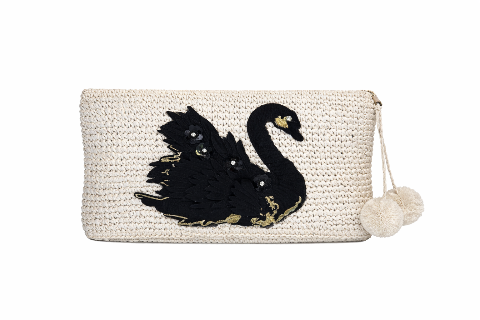 Swan Raffia Clutch