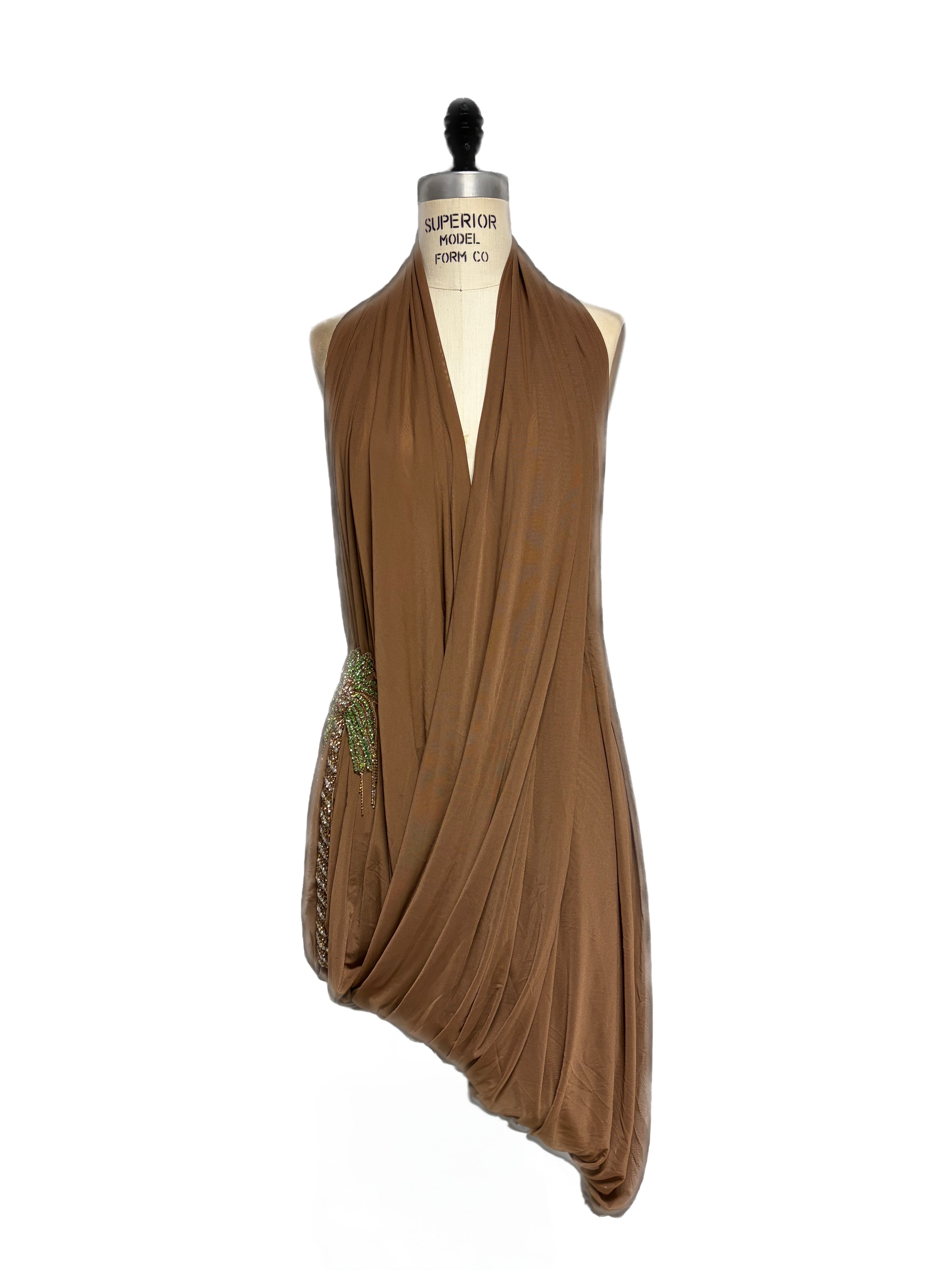 Palm Draped Halter Dress