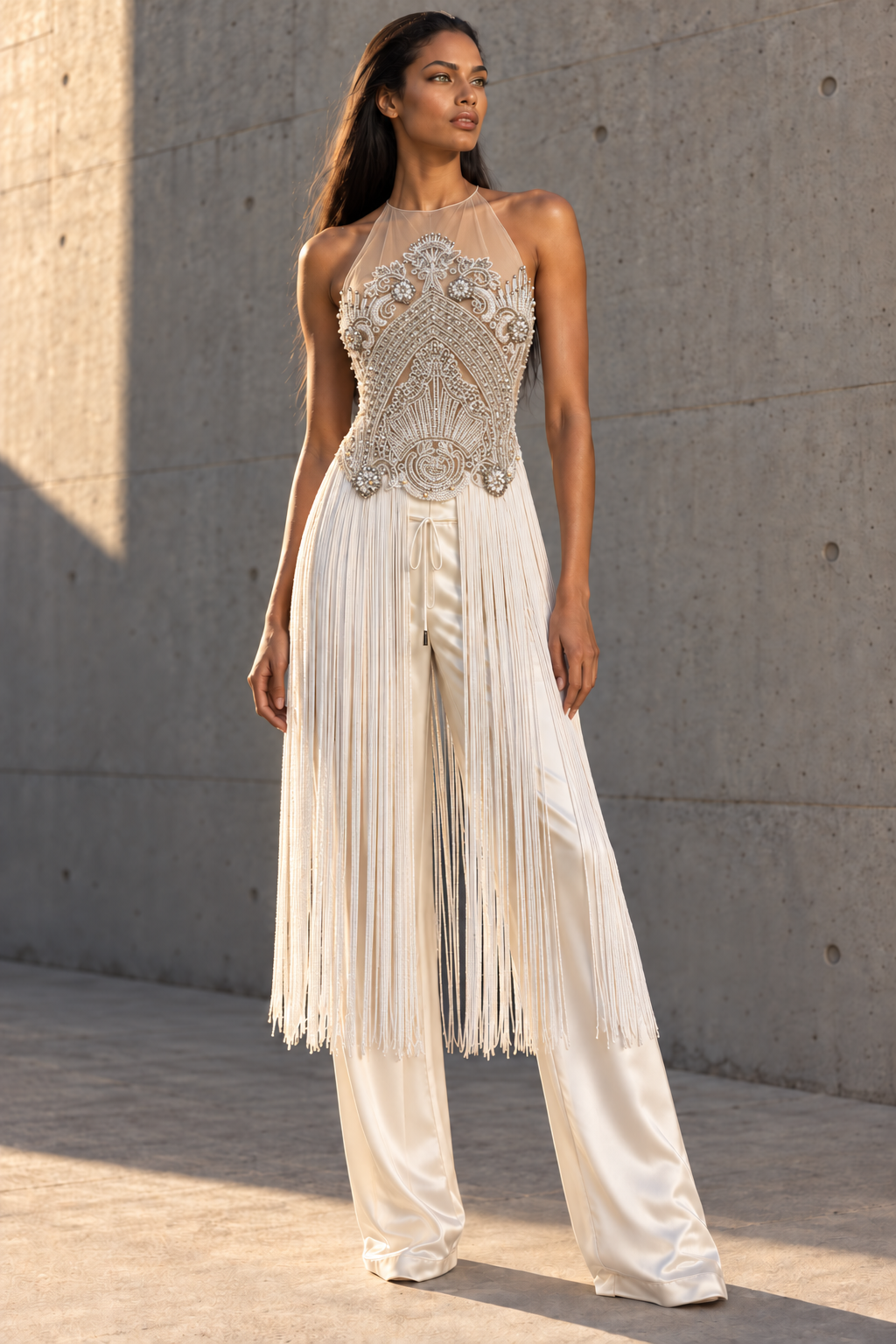 Luz Max- Beaded and Fringes Top