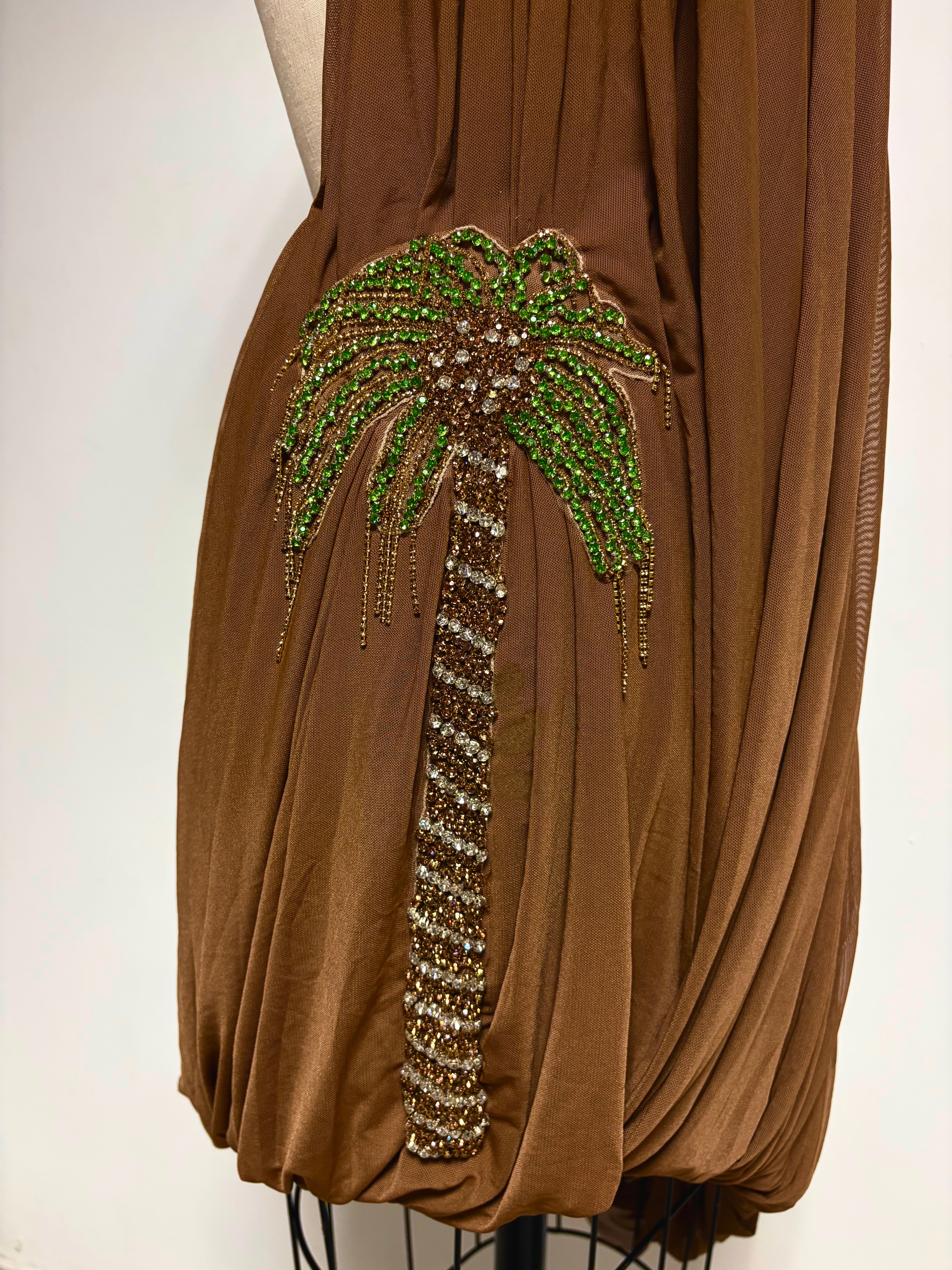 Palm Draped Halter Dress