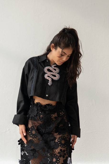 Gabriela Guayabera Crop