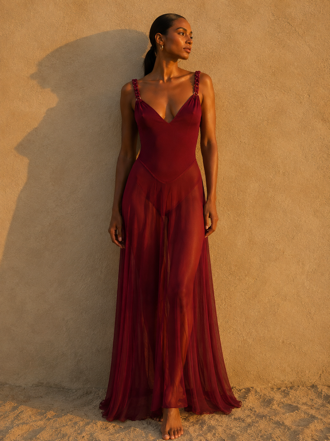 Swan Dress-Burgundy