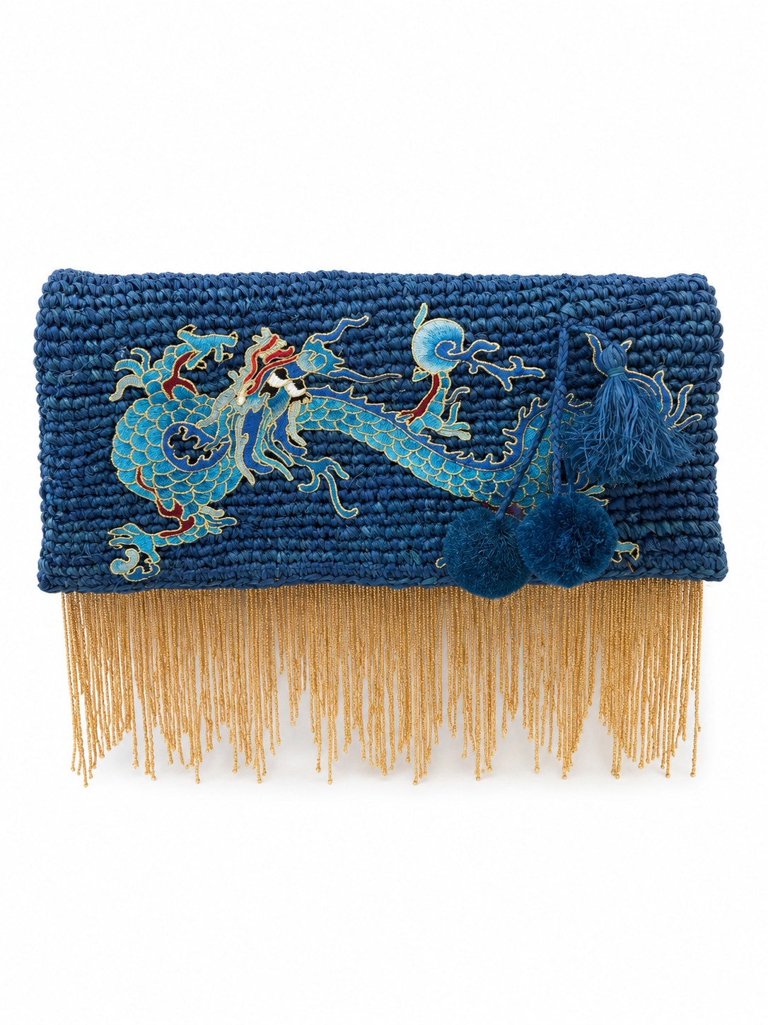Golden Cascade Raffia Bag