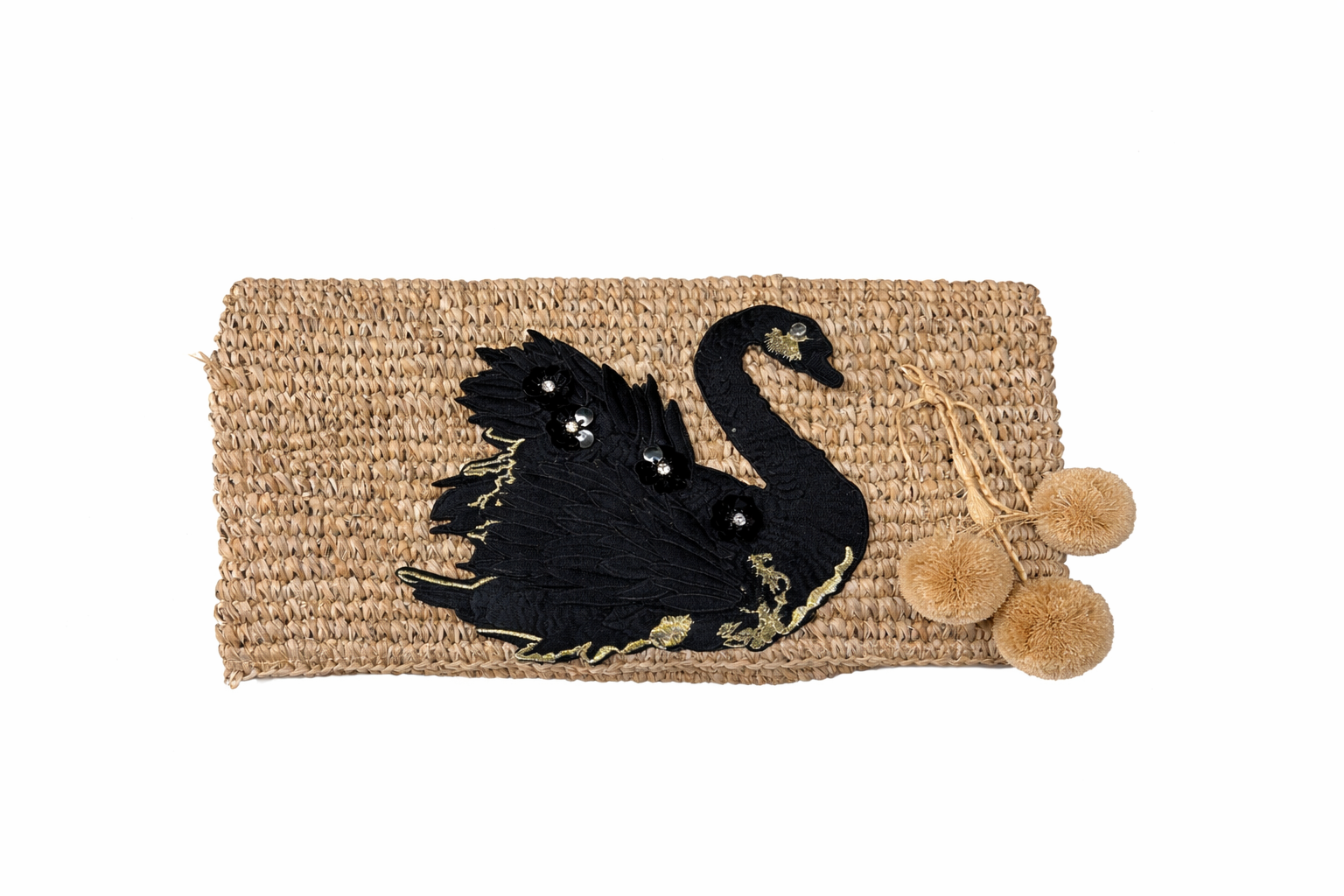 Swan Raffia Clutch