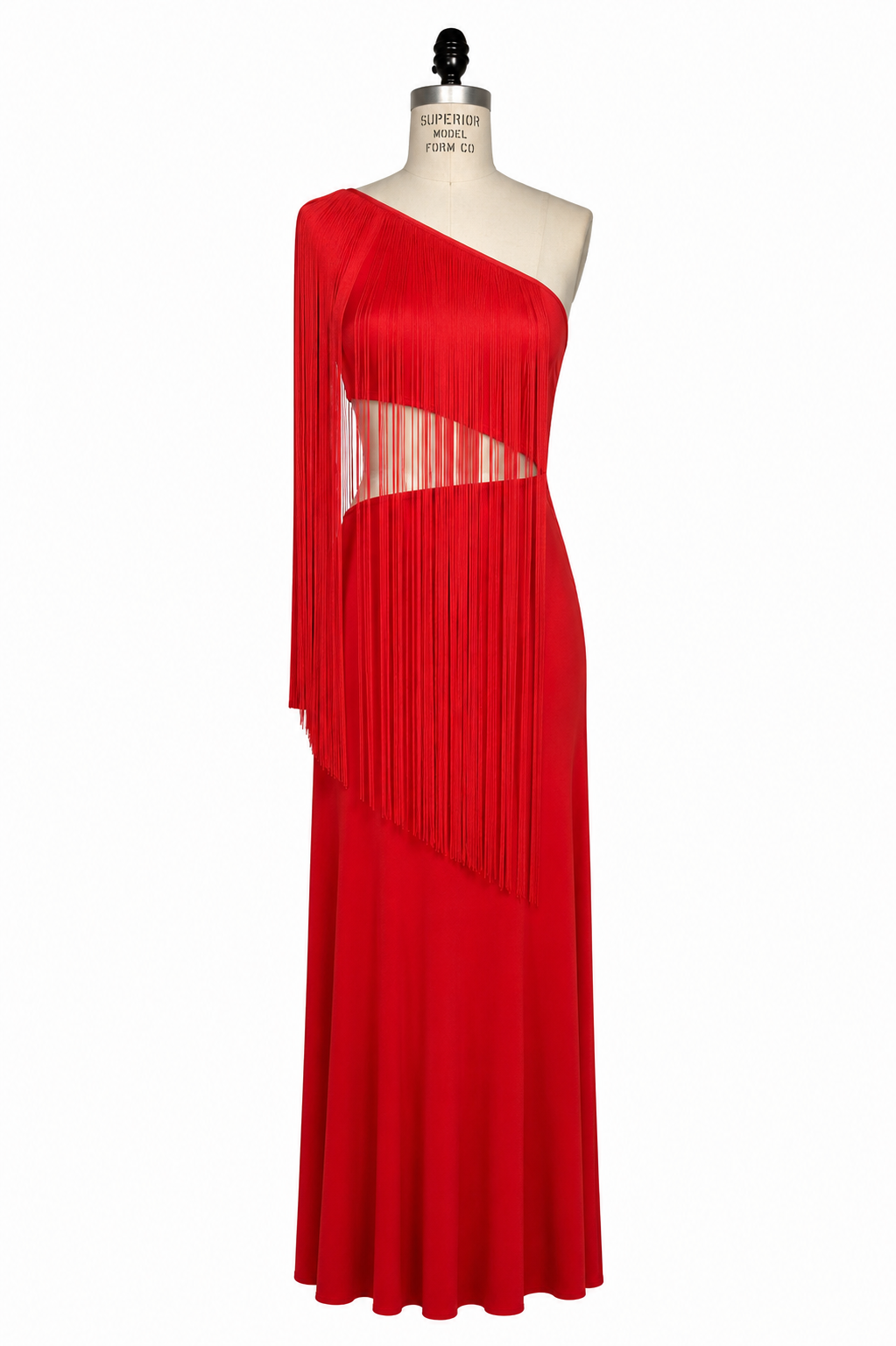 Red Fringe Asymmetric Dress