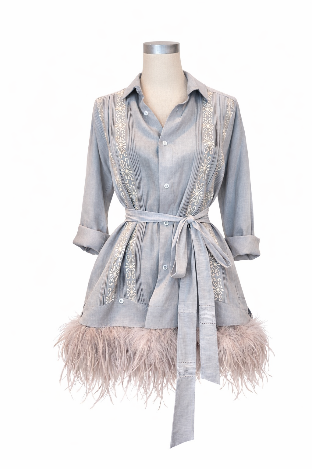 Feather Guayabera Dress