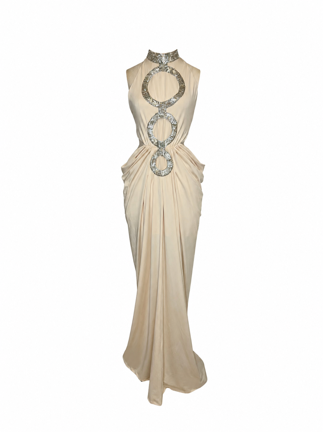 Draped Ivory Jersey Dress