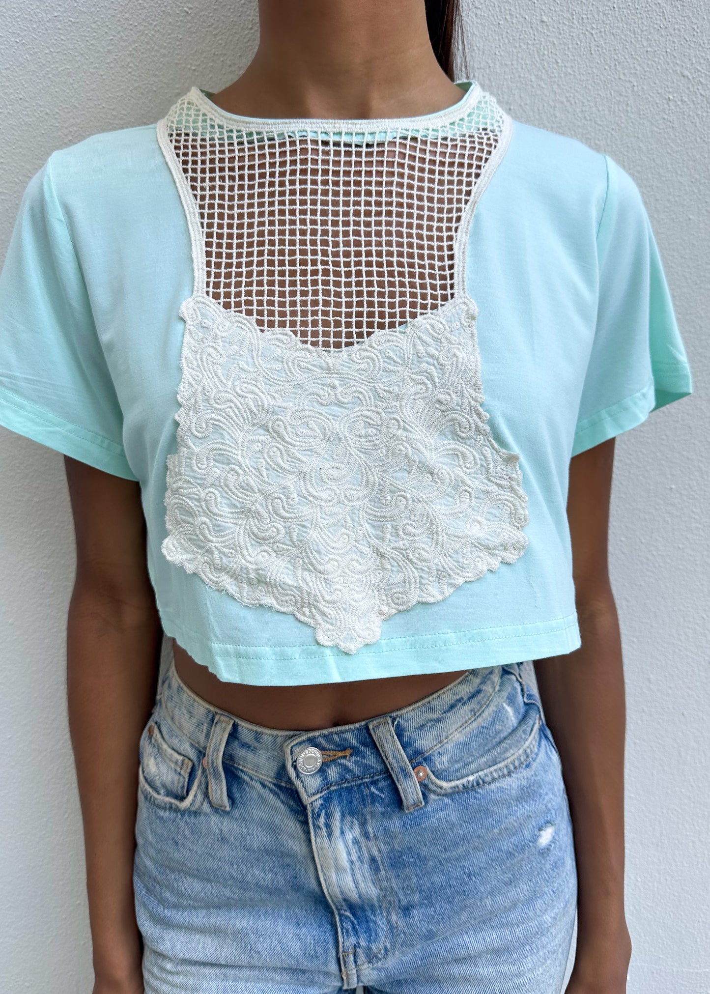 Crochet Tees: Net + Blue Crop