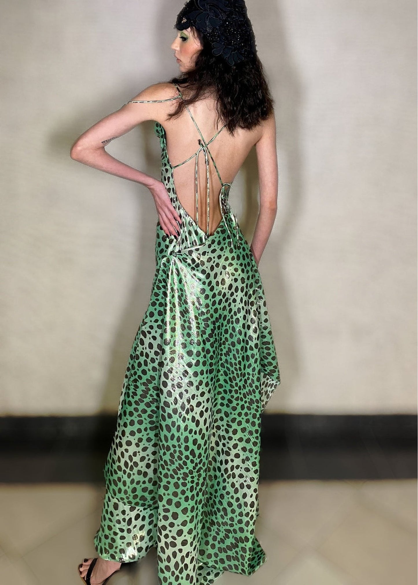 Emerald Leopard Silk Dress