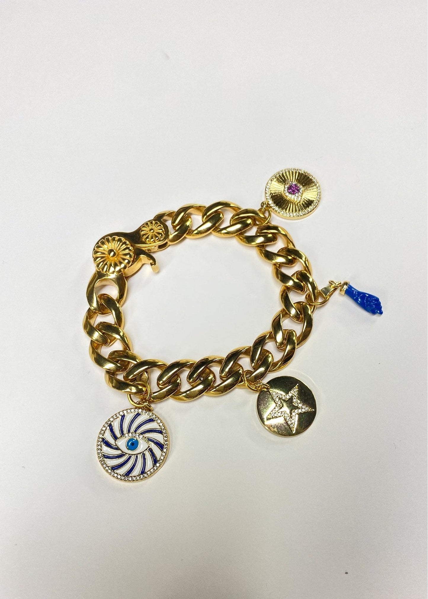 Chain Bracelet with Unique Charms - Gold