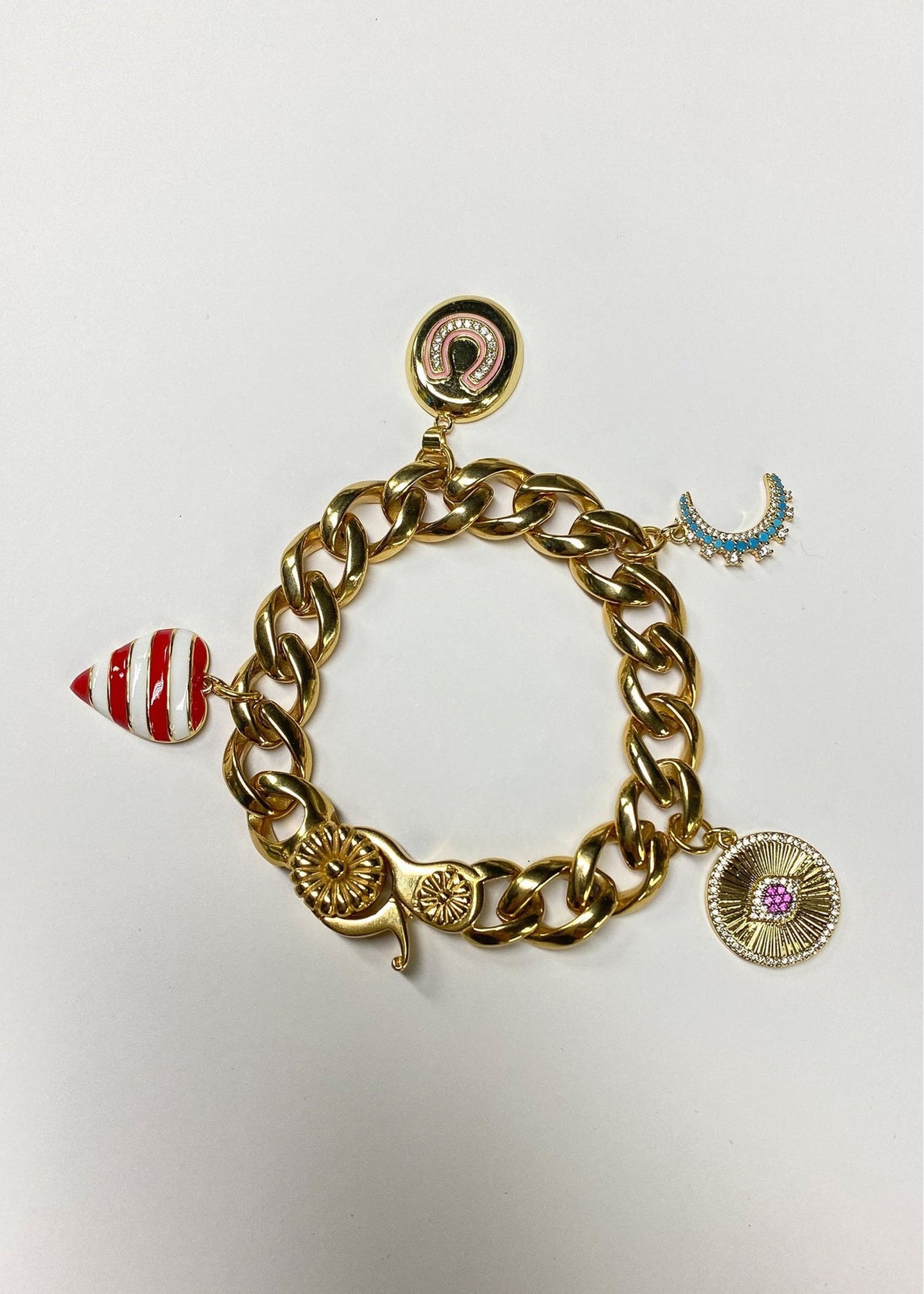 Chain Bracelet with Unique Charms - Gold