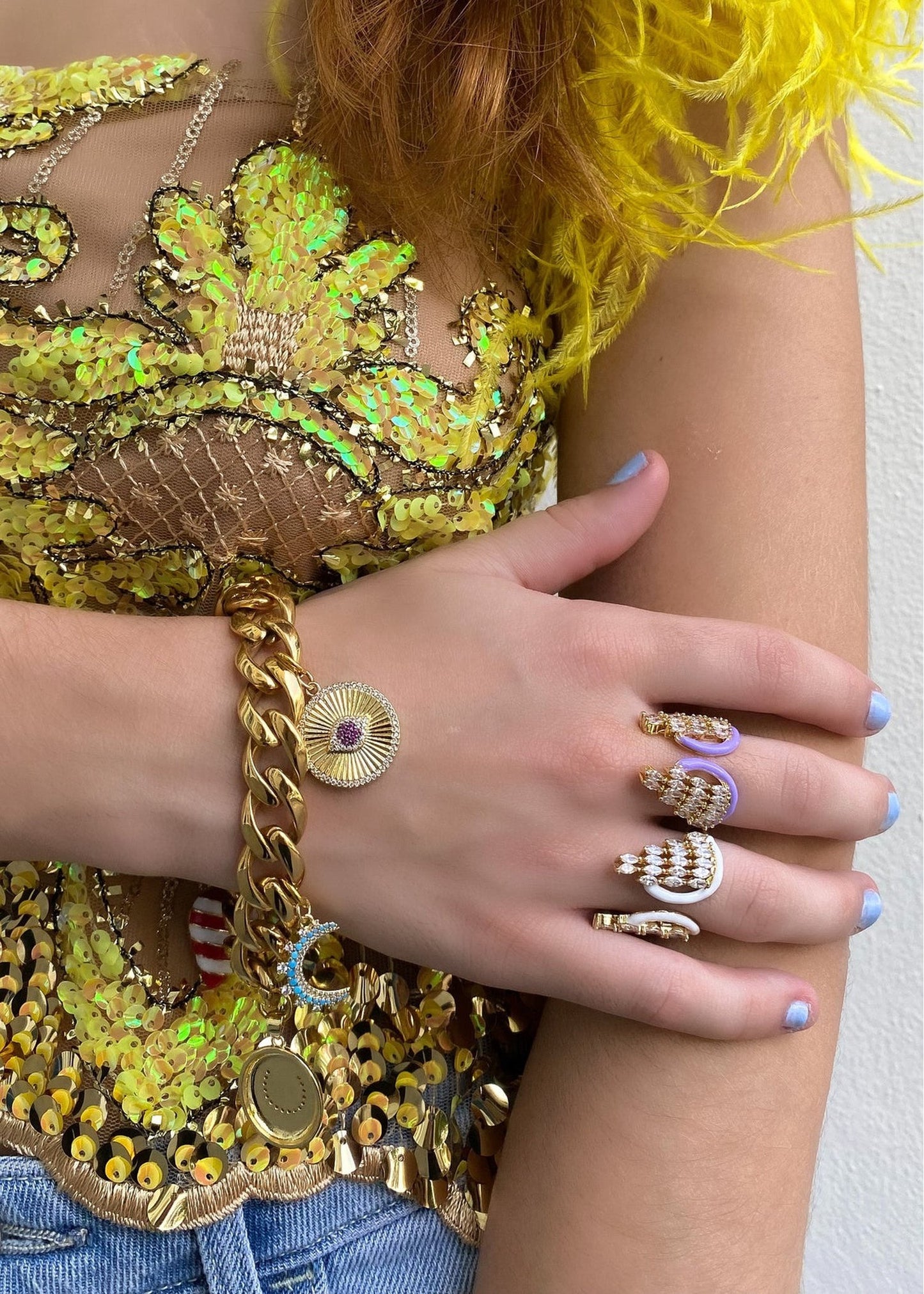 Chain Bracelet with Unique Charms - Gold