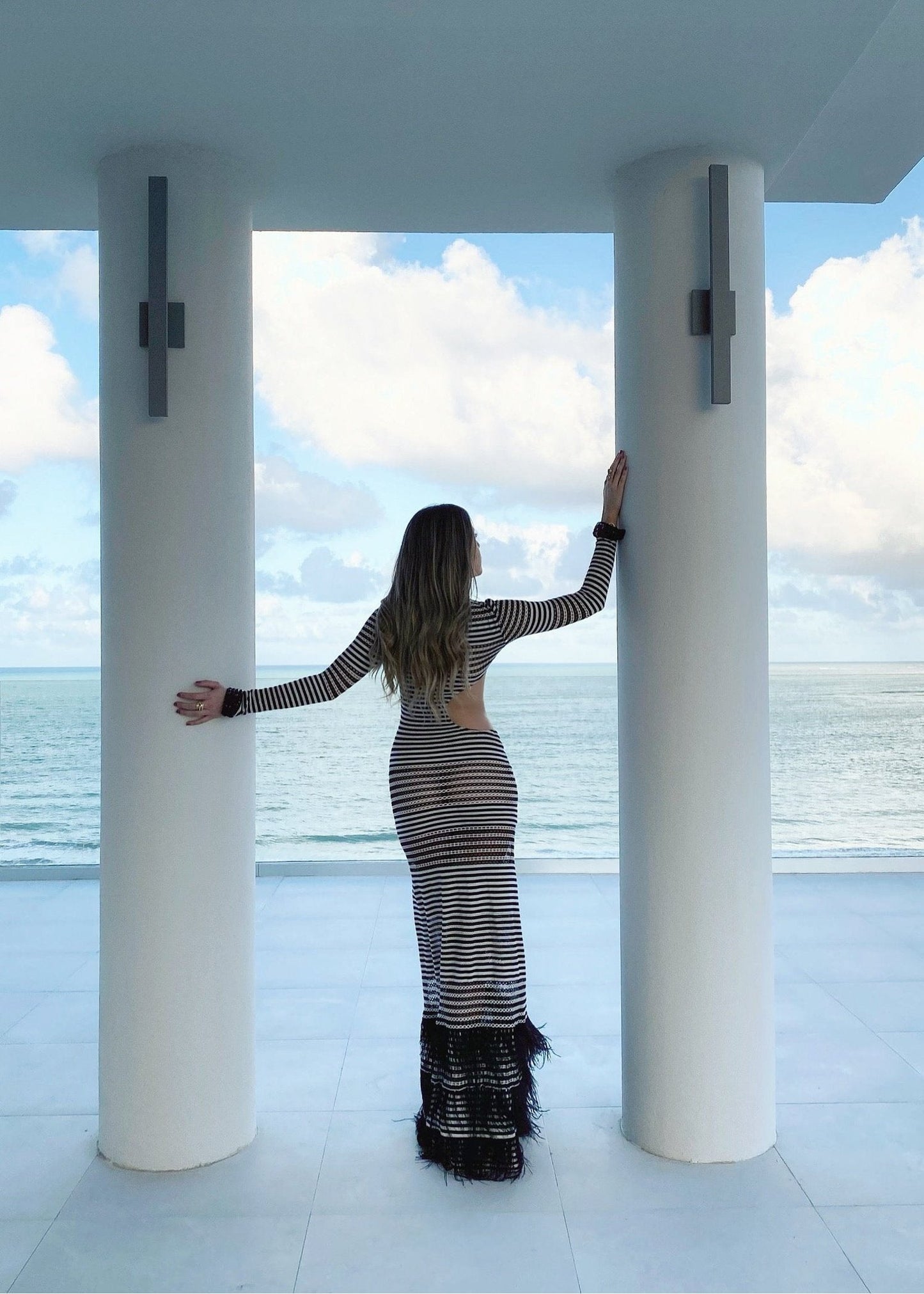 Black & White Stripes Maxi Dress