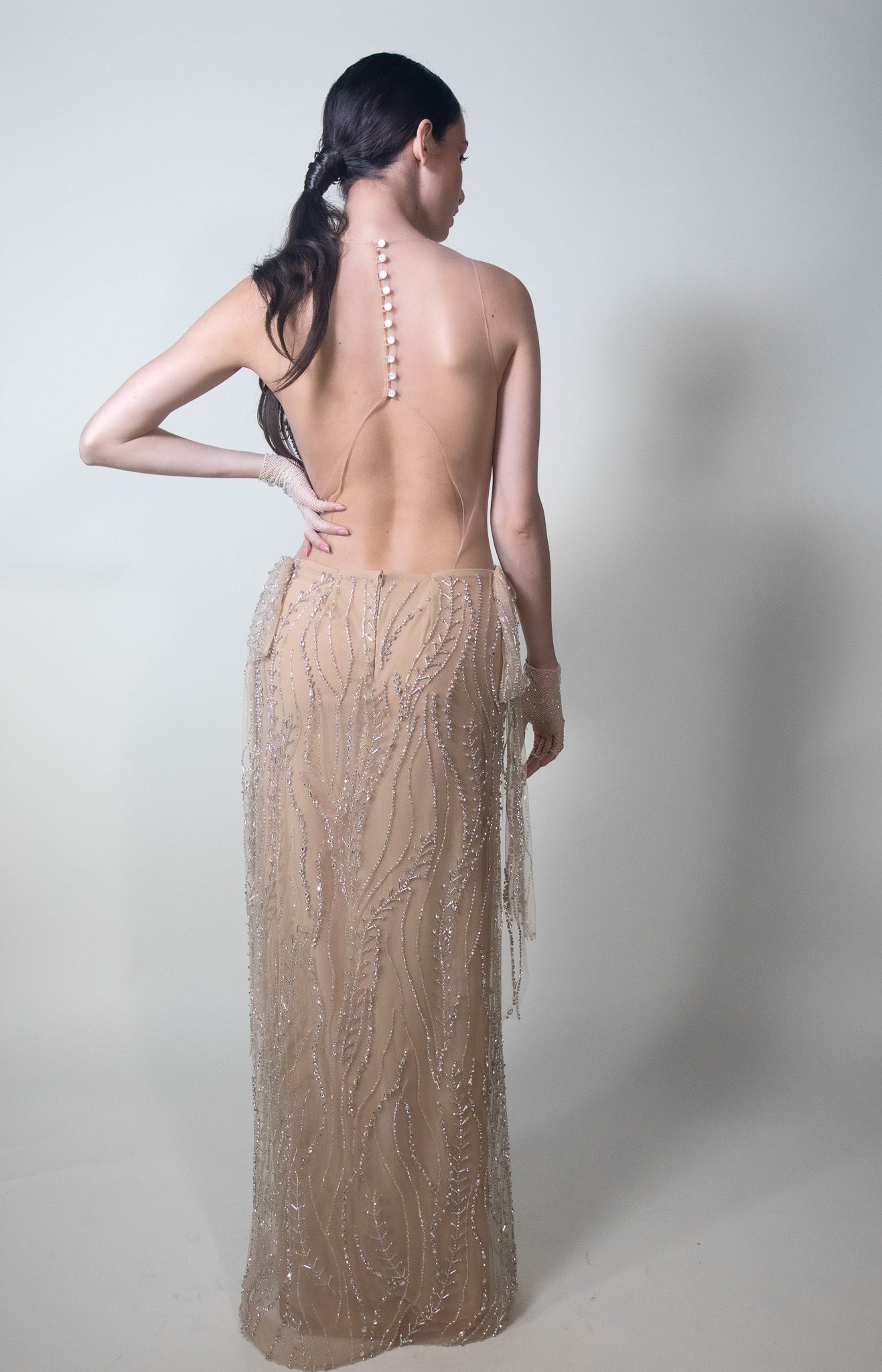Nude & Crystals Gown - Pura Stella