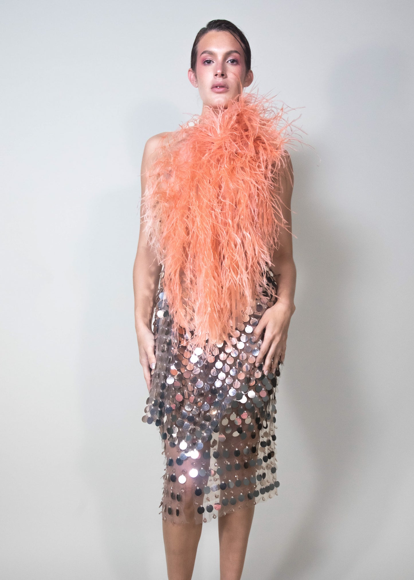 Asymmetrical Ostrich Corals Top - Pura Stella