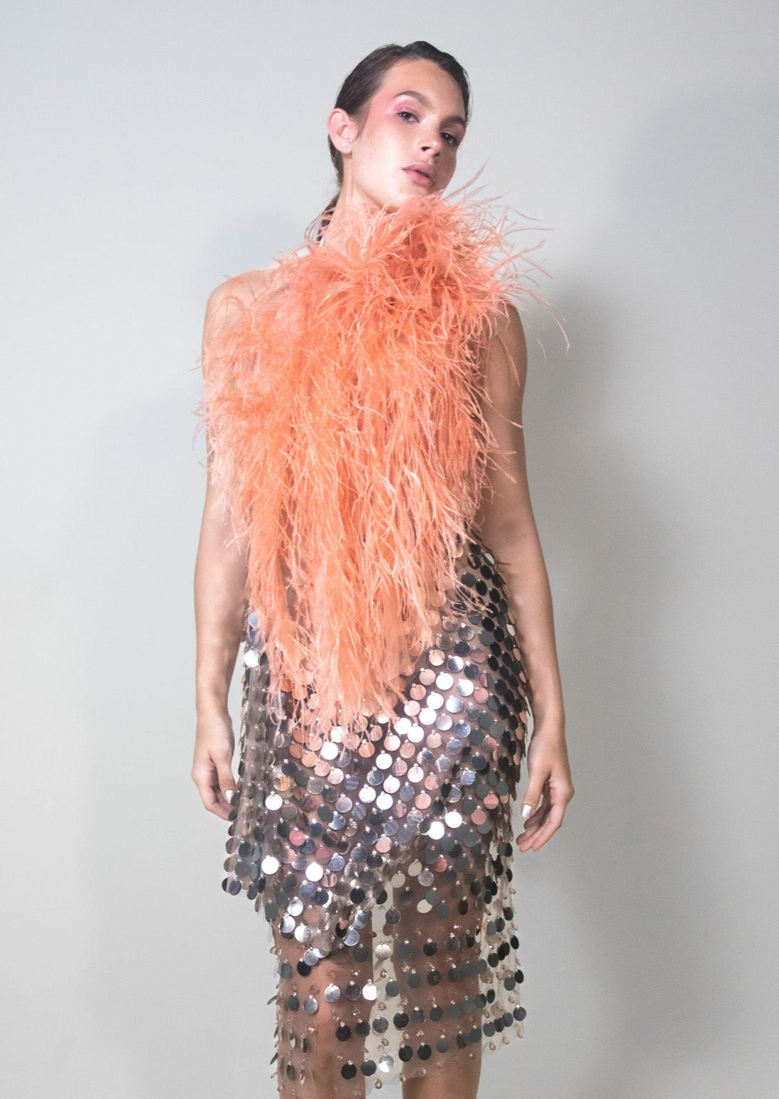 Asymmetrical Ostrich Corals Top - Pura Stella