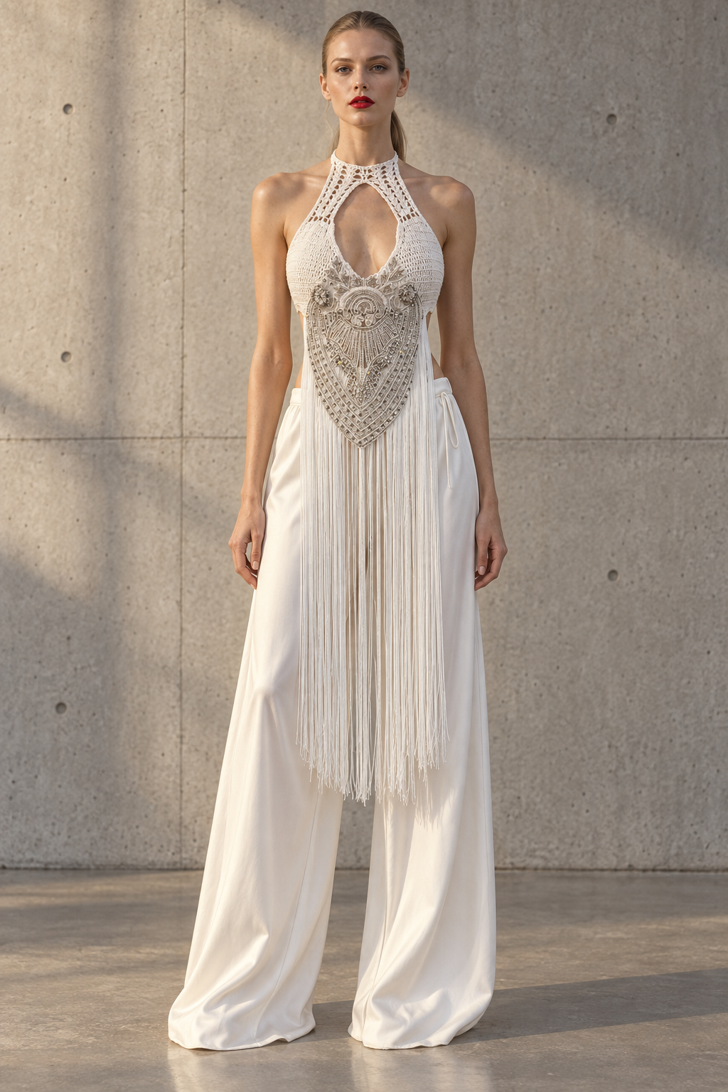 Lux top- Crochet diamonds and fringes top