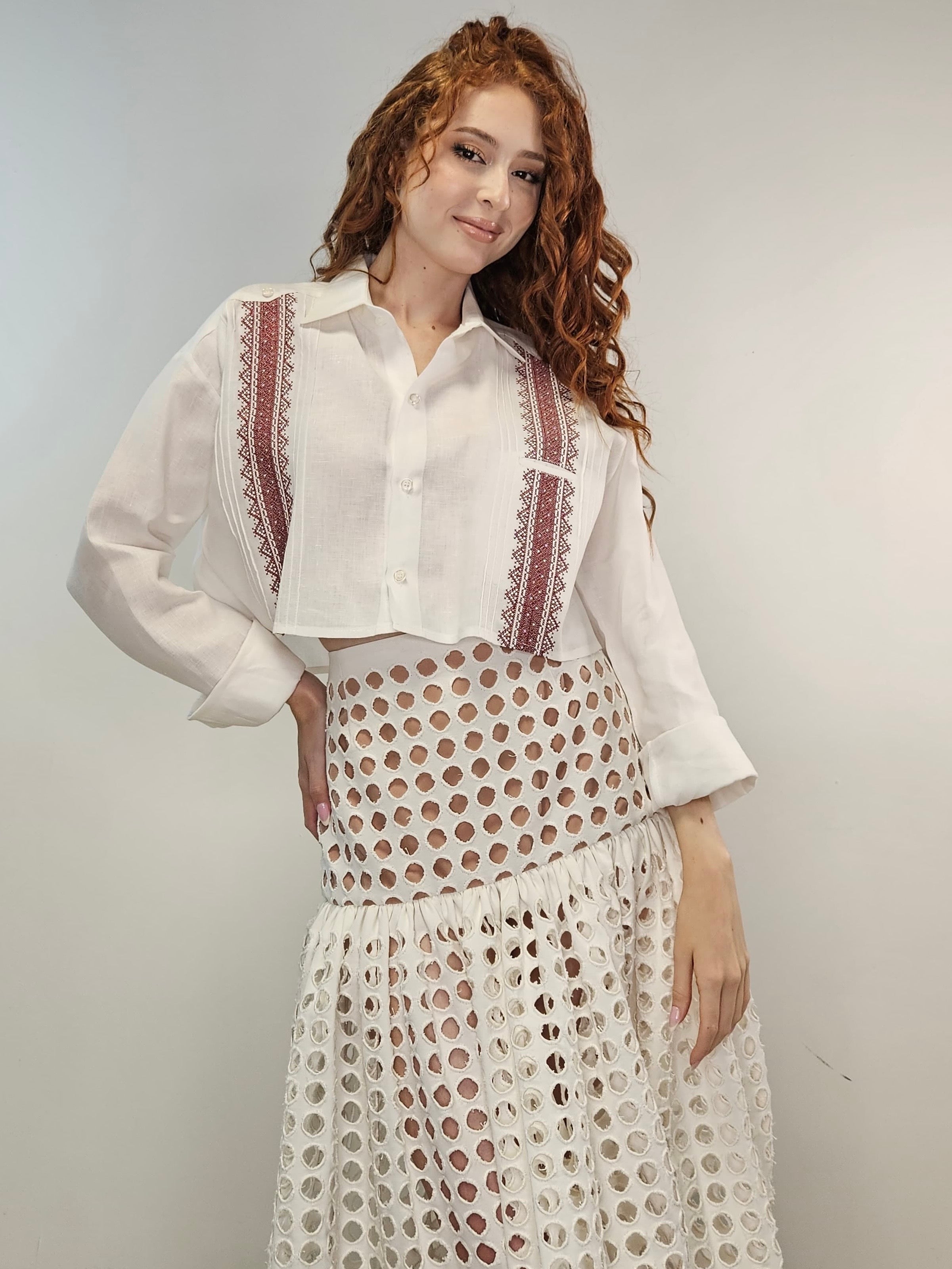 white circle skirt, eyelet skirt, empire silhouette skirt, bell fall skirt, versatile skirt, summer skirt, casual to evening wear, women’s fashion, chic skirts, stylish white skirt, flowy skirt