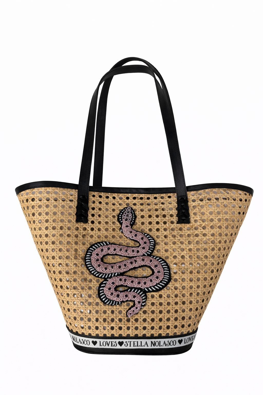 Pink Serpent Raffia Bag