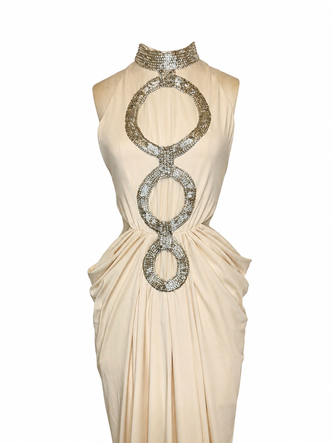 Draped Ivory Jersey Dress