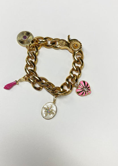 Chain Bracelet with Unique Charms - Gold