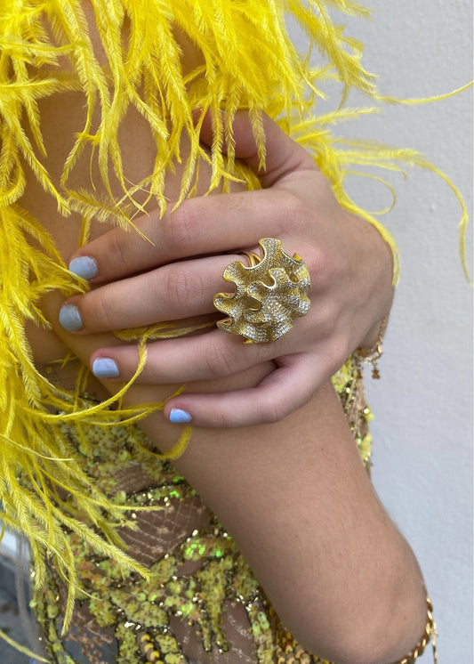 Golden Flower Ring - Silver