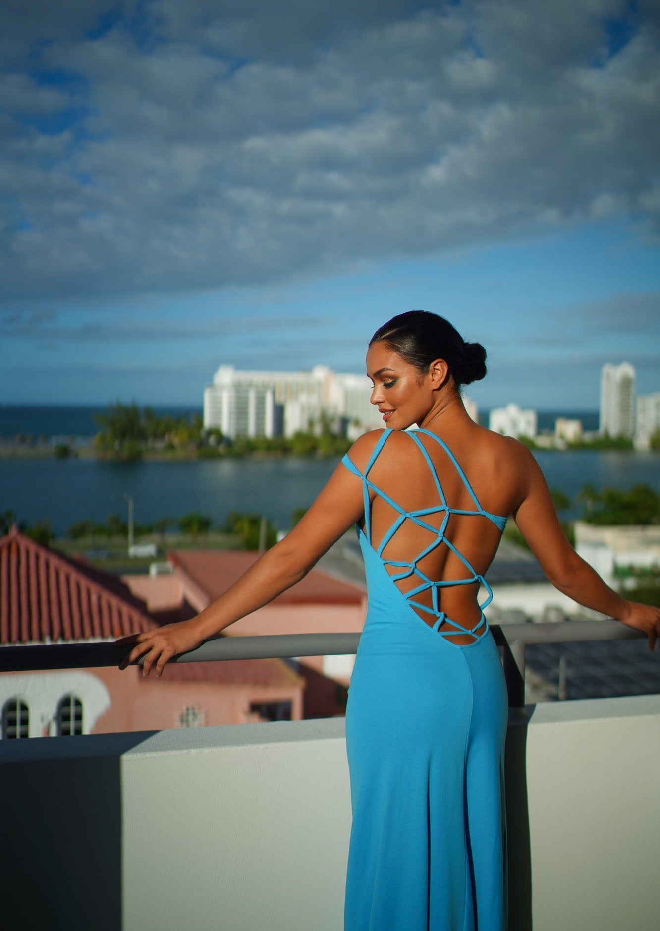 Criss Cross Maxi Dress - Caribbean Blue Sky