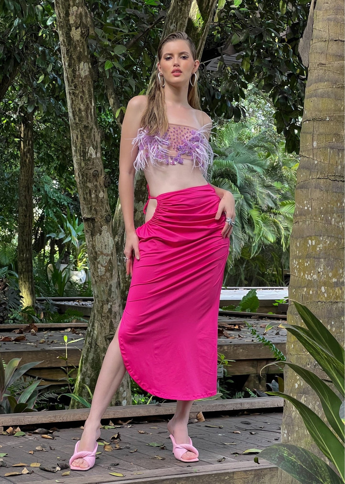 Andrea's Cutout Skirt - Hot Pink