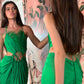 AKA Cutout Halter Dress with Feathers - Emerald Green