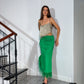 Andrea's Cutout Skirt with Feathers - Emerald Green
