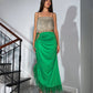 Andrea's Cutout Skirt with Feathers - Emerald Green